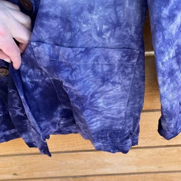 Amadi Hilde Tie Dye Purple Boho Oversized Blazer Size L Made in USA     - Picture 3 of 7